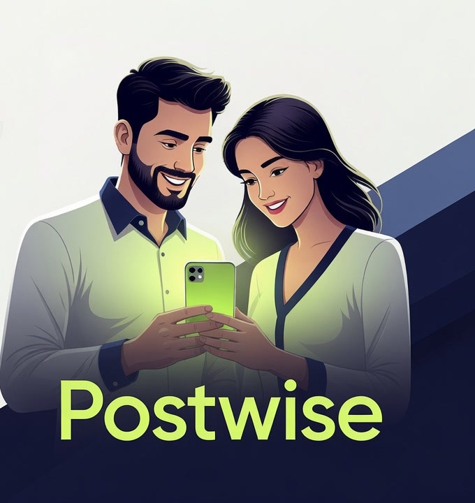 Postwise — ilustracija para z mobilnim telefonom