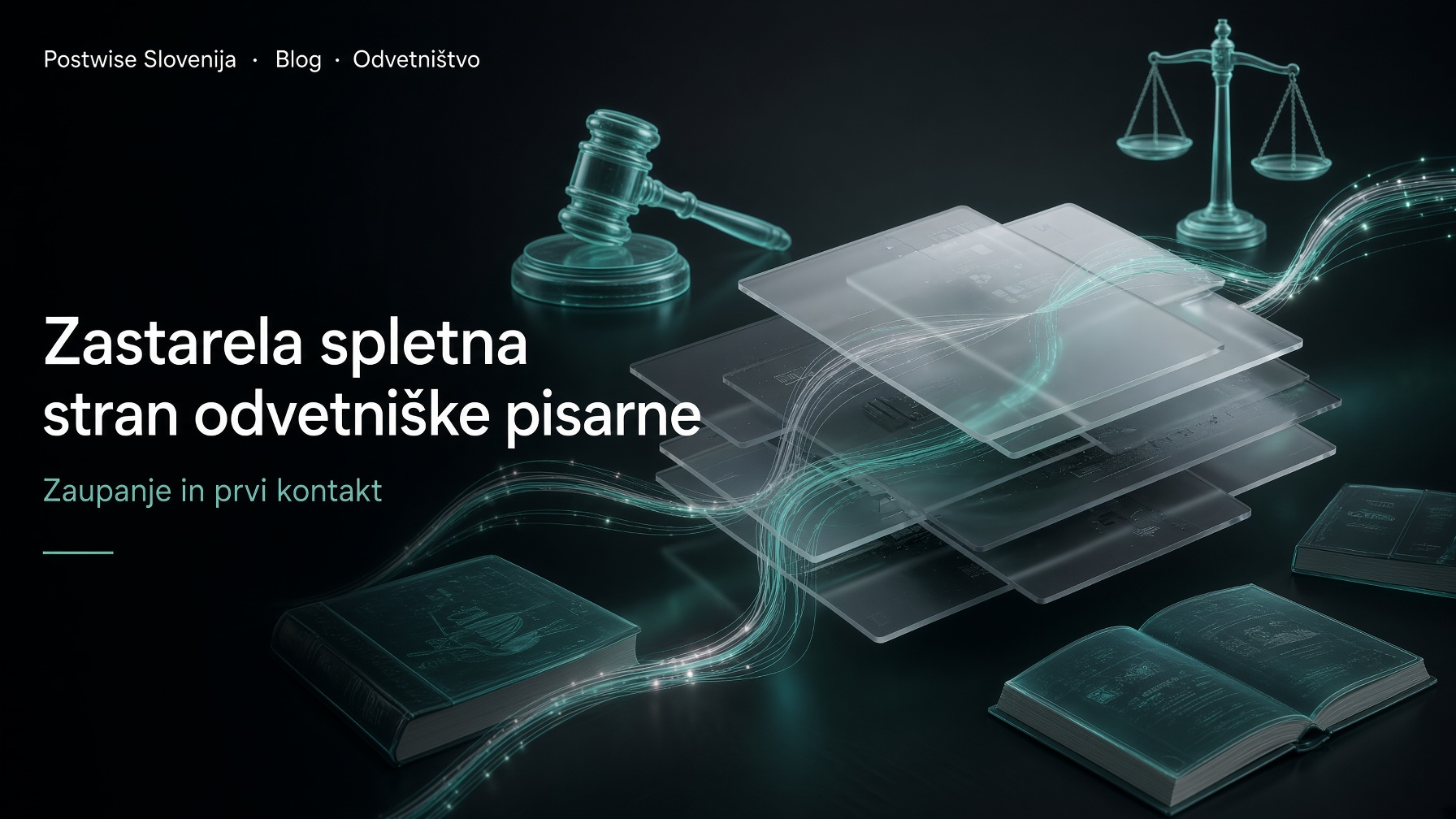 Zastarela spletna stran odvetniške pisarne — zaupanje pred prvim klicem — Postwise Slovenija