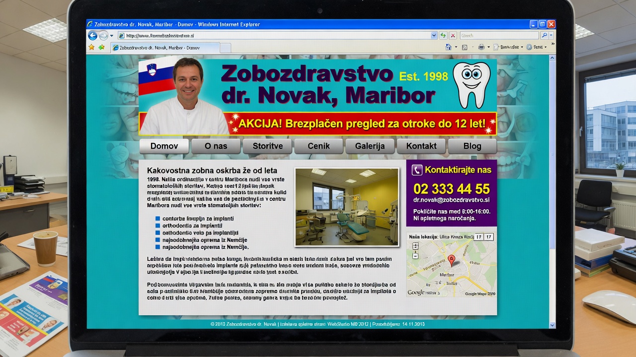 Zastarela spletna stran Zobozdravstva dr. Novak